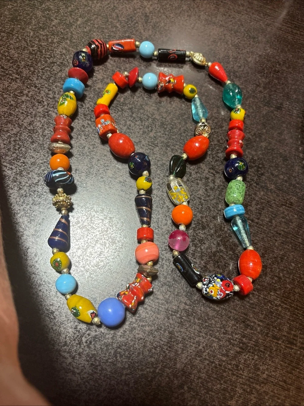 Multicolor Beaded Statement Necklace - Vibrant Mixed Colors. Millefiori?